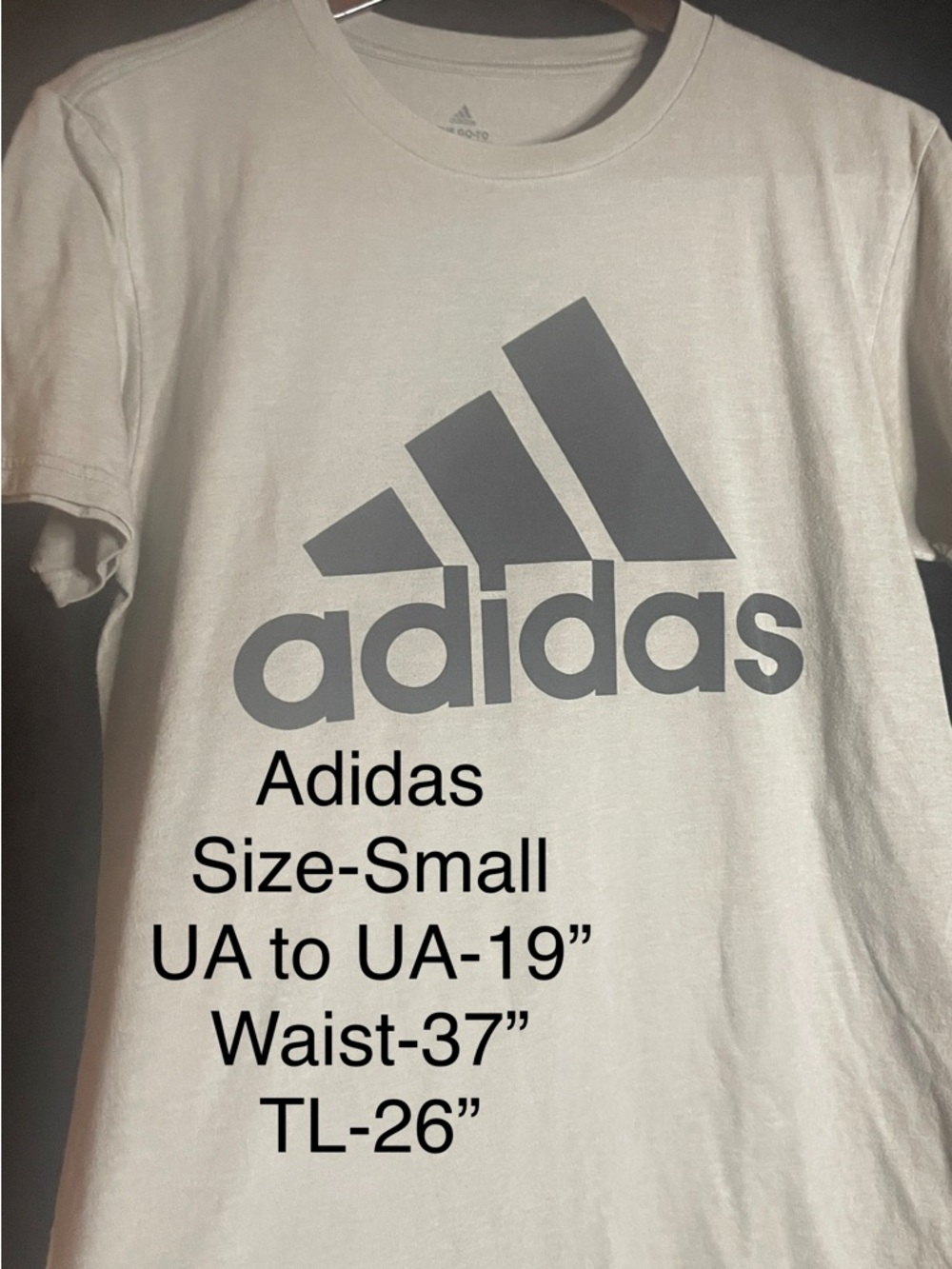 Adidas nude/sand T-shirt w/ black logo Mens Size-Small